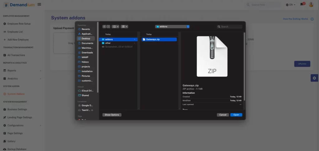Browse .zip File