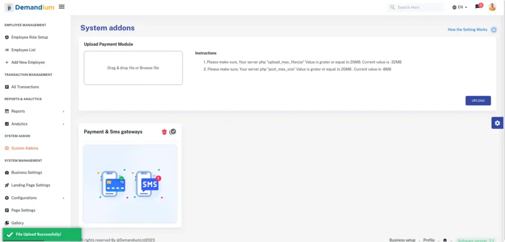 Uploading Addon